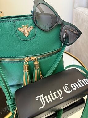 Juicy Couture Green Sunglasses JU 632gs Green Crossbody Gold Bee Tassel Accent